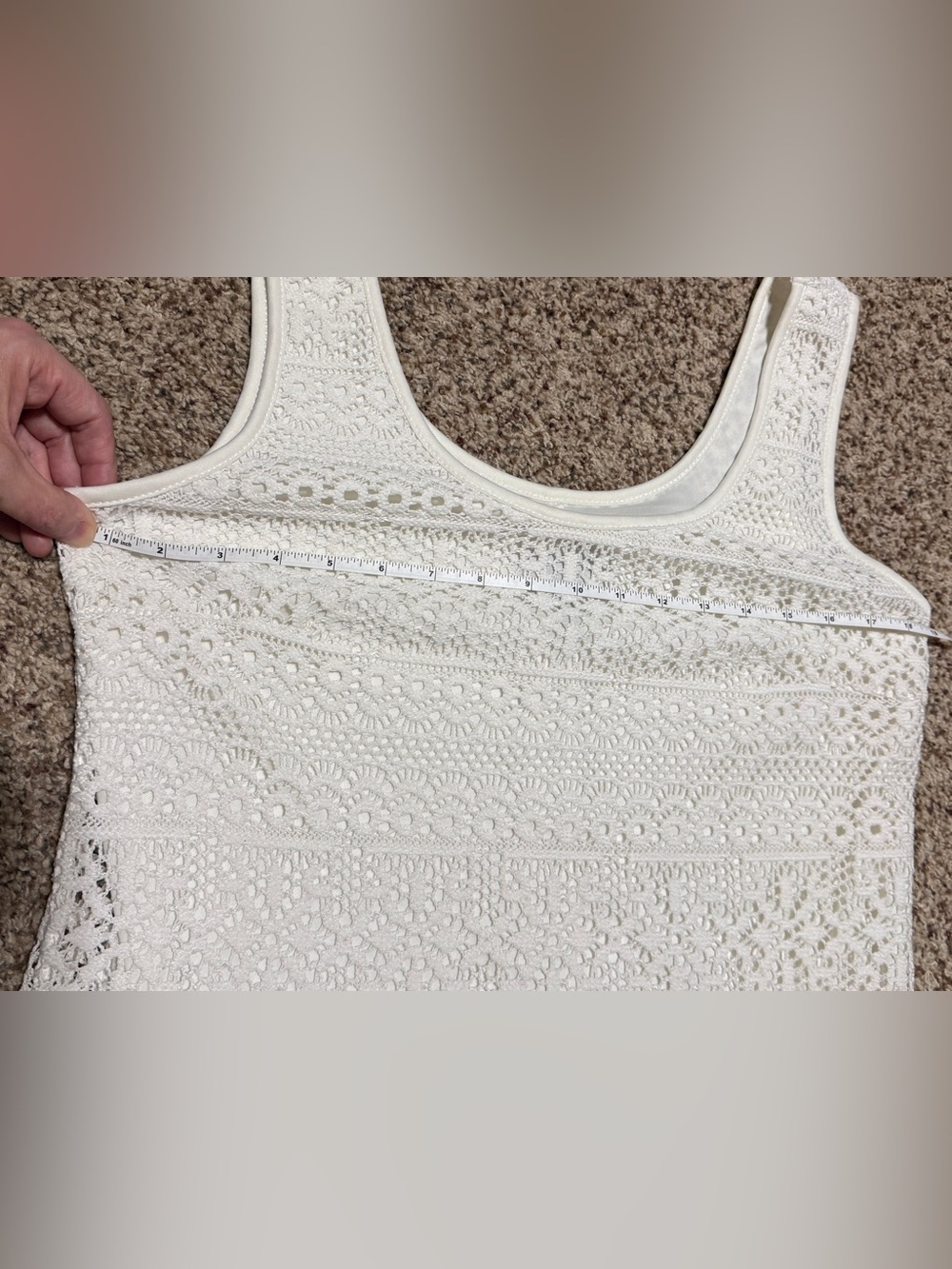 Isabel & Nina White Crochet Mini Dress with Liner Womens 8 - Picture 5 of 6